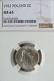 Polska 2 Złote Kobieta 1933 NGC - MS65