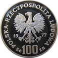Polska / PRL 100 złotych Żubr 1977 próba - destrukt