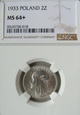 Polska 2 Złote Kobieta 1933 NGC - MS64+