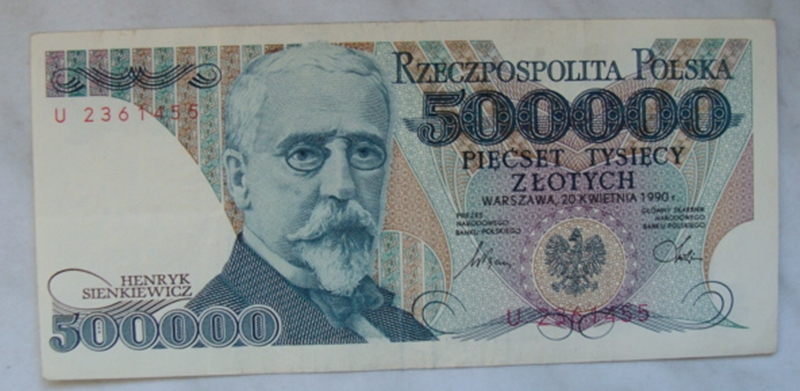 Polska 500 000 Złotych 1990 seria U