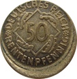 Niemcy 50 Rentenpfennig 1924 A  - klasyczny destrukt