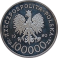 Polska 100 000 złotych 1990 Solidarność mała gruba