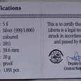 Liberia 5 Dollars 2011 Kolej Transsyberyjska (g-6D)
