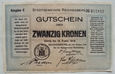 Czechy Liberec / Reichenberg notgeld  20 Koron 1919