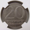 Polska / PRL  20 Złotych 1986 - szeroka data z daszkiem - NGC AU58