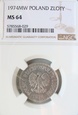 Polska / PRL 1 Złoty 1974 - NGC - MS64