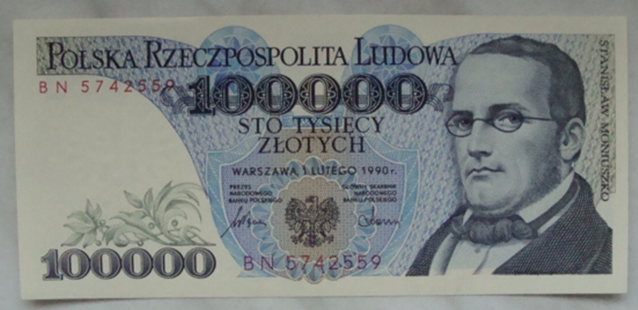 Polska 100 000 Złotych 1990 seria BN