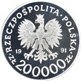 Polska 200000 złotych 1991 r. Barcelona 1992 Żaglówki