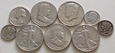USA 1935-1964 Half Dollar , One Dime, 25 C Zestaw Srebrnych Monet