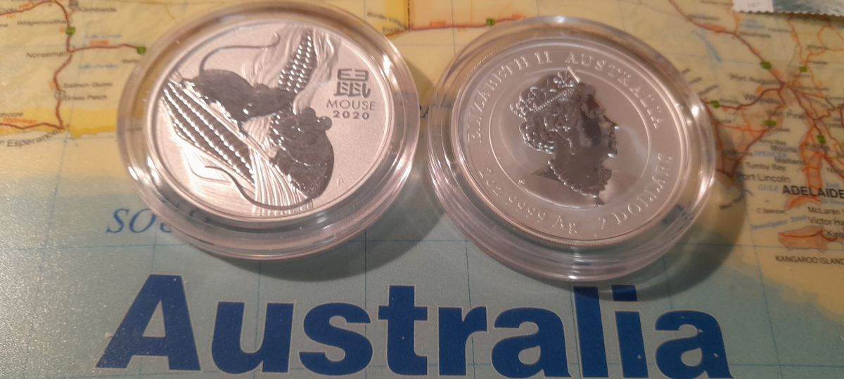 Australia 2020 Lunar II Rok myszy  MYSZ  2 Uncje  62,2  gr srebro  999