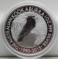 AUSTRALIA 2015  KOOKABURRA MENNICZA 1 UNCJA 31,1 Gr SREBRA 999   