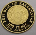 Kazachstan 2004 Marco Polo 100 tenge 1,24g moneta złota UNC