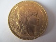 FRANCJA 1910 Kogut 20 franków złota moneta