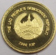 LAOS 2001 Małpy Pygathrix Nemaeus 2000 kip 1,24g moneta złota UNC
