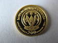 RWANDA 2007 DIAN FOSSEY 1 g gram Au 999 złota UNC #19.2224