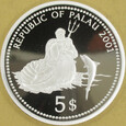 PALAU 2001 Marine Life Protection Meduza 5 dolarów