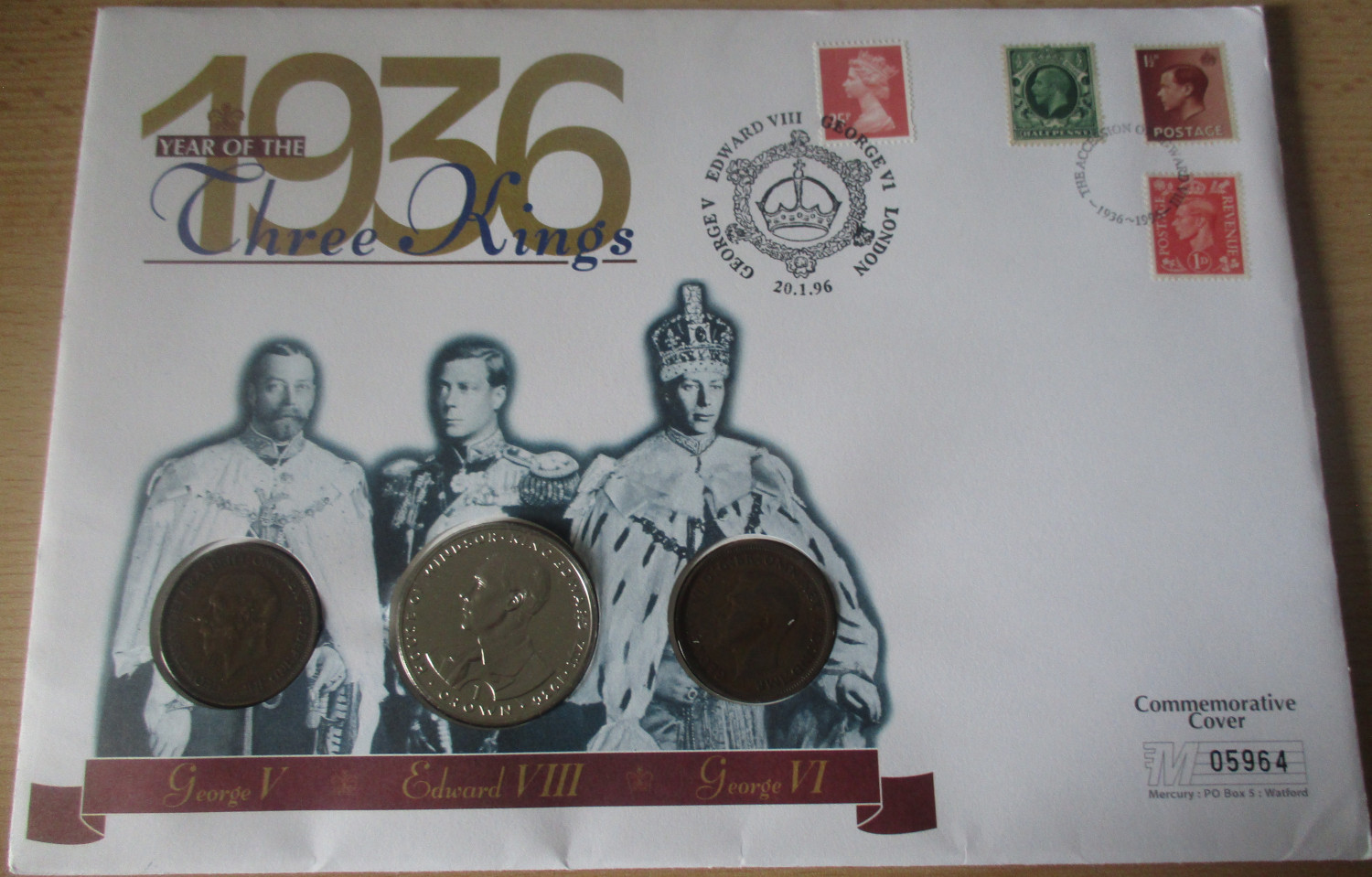 GIBRALTAR 1993 year of the three kings 1936 1 crown UNC