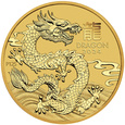 MONETA AUSTRALIJSKI LUNAR DRAGON ROK SMOKA 2024 ROK 1/10 UNCJI ZŁOTA