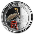 St. Kitts & Nevis: Brown Pelican kolorowany 1 uncja Srebra 2019 Proof 