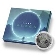 Ghana: Alien kolorowany 1 uncja Srebra 2022 Black Rhodium Proof 