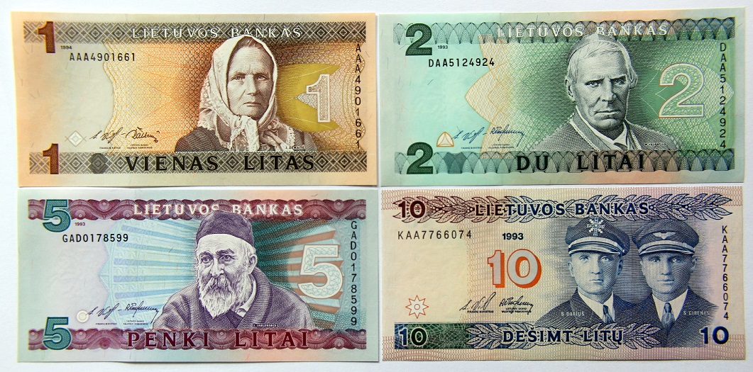 Litwa 1 Litu, 2 litai, 5 litai, 10 litu 1993-1994