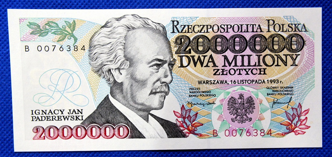 2000000 zł Paderewski 1993 ser.B 00XXXXX