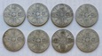 8 x ONE FLORIN Anglia 1919 - 1921