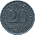 Nr 9000 - 20 fenigów 1918 Królestwo Polskie st.III