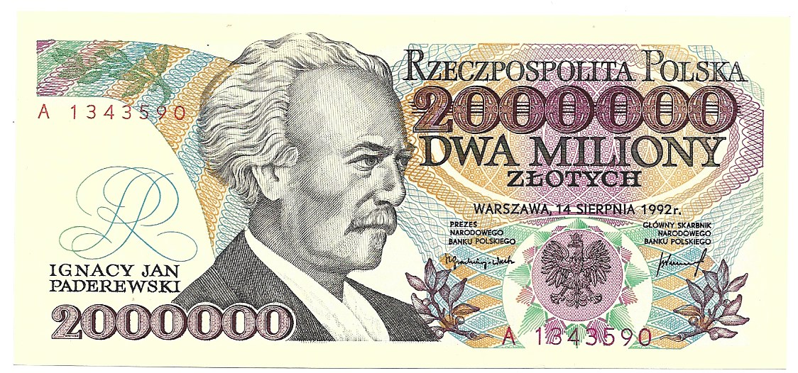 2000000 złotych 1992 r. - Seria A (z błędem) - A1343590