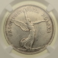 5 złotych 1928 r. - NIKE (z przesuniętym znakiem mennicy) - NGC MS62