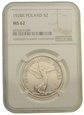 5 złotych 1928 r. - NIKE (z przesuniętym znakiem mennicy) - NGC MS62