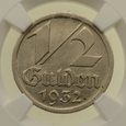 Wolne Miasto Gdańsk - 1/2 Guldena 1932 r. - Grading NGC MS61