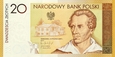 Banknot - 20 złotych 2009 r. - Juliusz Słowacki