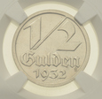 Wolne Miasto Gdańsk - 1/2 Guldena 1932 r. - Grading NGC MS63