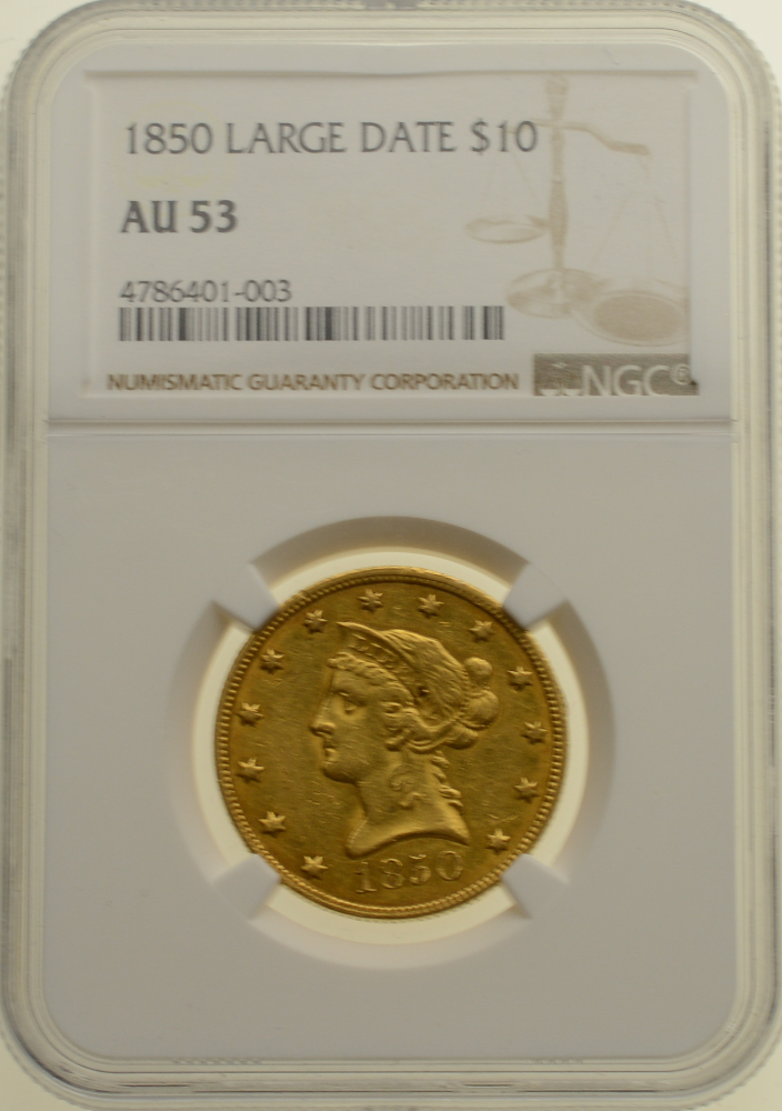USA - 10 Dolarów 1850 r. - Grading NGC AU53