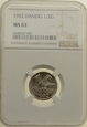 Wolne Miasto Gdańsk - 1/2 Guldena 1932 r. - Grading NGC MS63