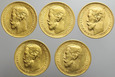 ROSJA, Zesaw pięciu sztuk monet 5 RUBLI, MIKOŁAJ II, PETERSBURG