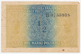 Polska Banknot 1/2 Marki Polskiej 1916