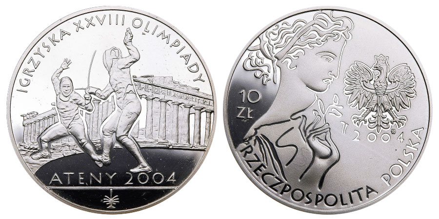10 zł 2004 Olimpiady Ateny szermierka