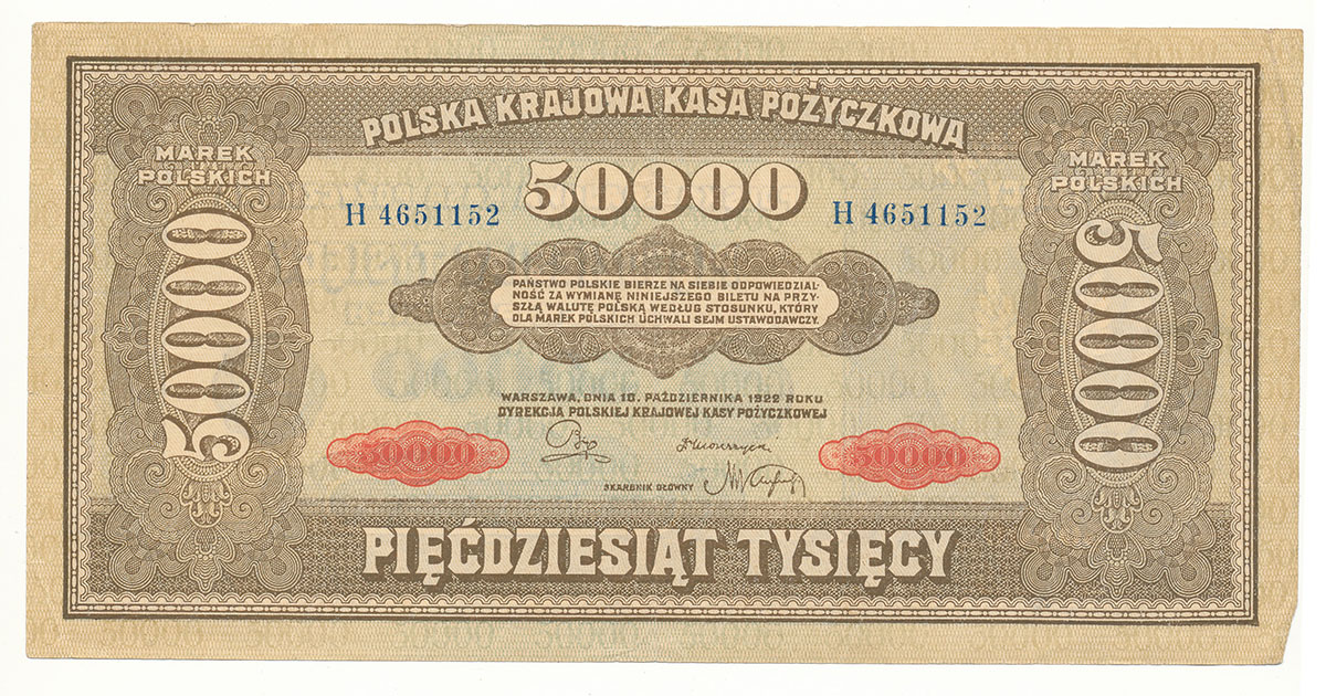 Polska Banknot 50000 Marek Polskich 1922