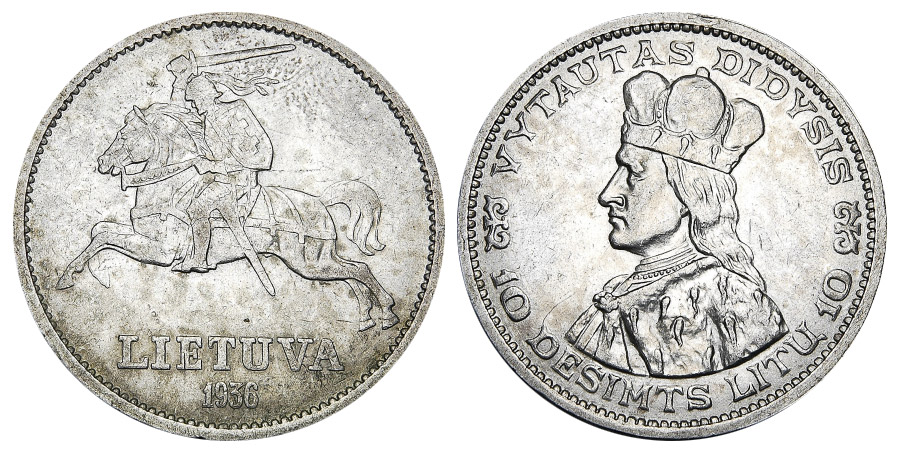 LITWA - 10 litów - 1936 - srebro