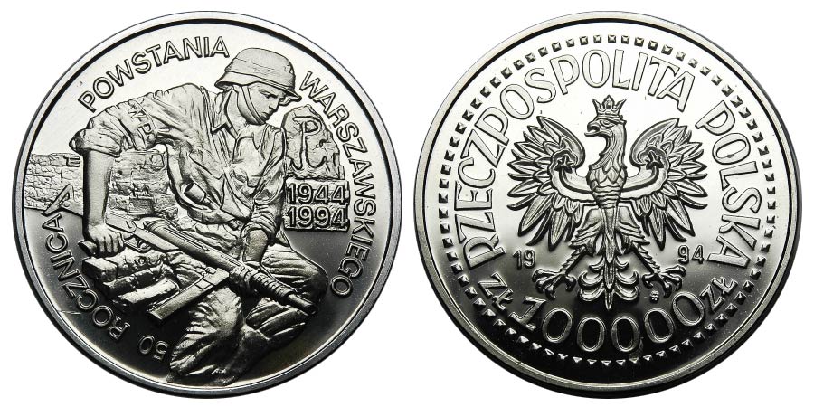 100000zł 1994  50. rocznica Powstania Warszawskiego