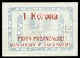 MUS- Zakopane, Piotr Przanowski, kawiarnia, bon 1 korona 1919.