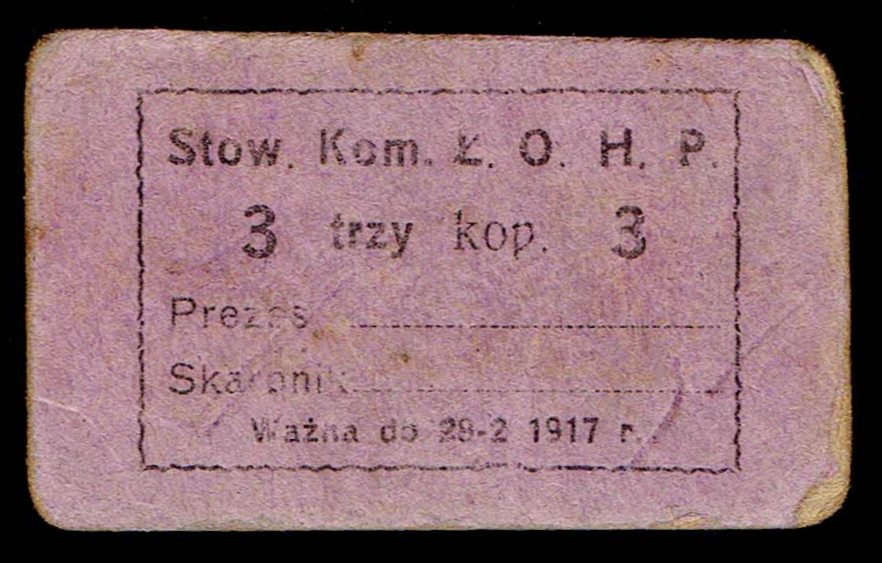 MUS- Łódź, 3 kopiejki 1917, stan 3/+3.