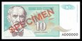 MUS- JUGOSŁAWIA ,10 dinarów 1994,SPECIMEN A00000,st.1.
