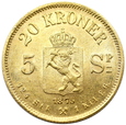 152.Norwegia, Oscar II, 20 Koron 1875 rok 