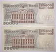 Polska  50 000 złotych 1989 rok 2 szt. seria AL i AT Rzadkie  S120