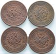 Zestaw 4 szt. monet 5 kopiejkowych z lat 1878-1912