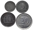 Zestaw 1, 5, 10, 20  fenigów,  tzw. Królestwo Polskie z 1918