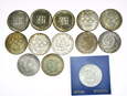 Zestaw 13 monet z lat 1974-76, mapka, olimpiada i żołnierze
